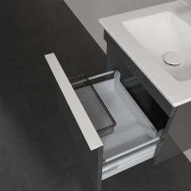 Тумба под раковину Villeroy & Boch Venticello 46,6х42,5 см МДФ глянцевый серый/ручка алюминий белый A93102FP