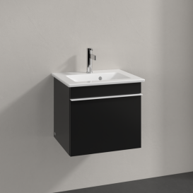 Тумба под раковину Villeroy & Boch Venticello 46,6х42,5 см МДФ черный матовый лак/ручка алюминий белый A93102PD
