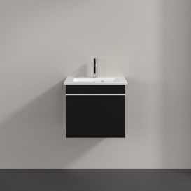 Тумба под раковину Villeroy & Boch Venticello 46,6х42,5 см МДФ черный матовый лак/ручка алюминий белый A93102PD