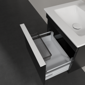 Тумба под раковину Villeroy & Boch Venticello 46,6х42,5 см МДФ черный матовый лак/ручка алюминий белый A93102PD