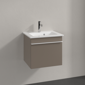 Тумба под раковину Villeroy & Boch Venticello 46,6х42,5 ДСП трюфель серый/ручка алюминий белый A93102VG