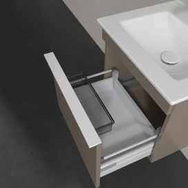 Тумба под раковину Villeroy & Boch Venticello 46,6х42,5 ДСП трюфель серый/ручка алюминий белый A93102VG