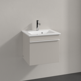 Тумба під раковину Villeroy & Boch Venticello 46,6х42,5 см ДСП м'який сірий/ручка алюміній білий A93102VK