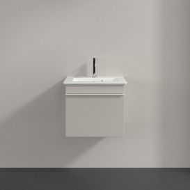 Тумба під раковину Villeroy & Boch Venticello 46,6х42,5 см ДСП м'який сірий/ручка алюміній білий A93102VK