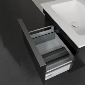 Тумба під раковину Villeroy & Boch Venticello 55,3х50,2 см МДФ чорний матовий лак/ручка хром A93201PD