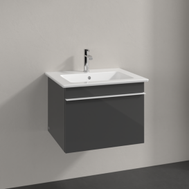 Тумба под раковину Villeroy & Boch Venticello 55,3х50,2 см МДФ глянцевый серый/ручка алюминий белый A93202FP