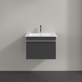 Тумба под раковину Villeroy & Boch Venticello 55,3х50,2 см МДФ глянцевый серый/ручка алюминий белый A93202FP