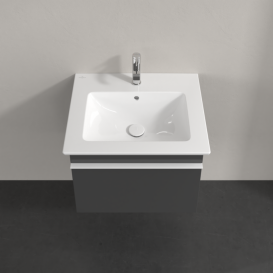 Тумба под раковину Villeroy & Boch Venticello 55,3х50,2 см МДФ глянцевый серый/ручка алюминий белый A93202FP