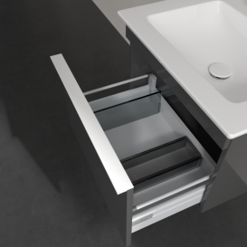 Тумба под раковину Villeroy & Boch Venticello 55,3х50,2 см МДФ глянцевый серый/ручка алюминий белый A93202FP