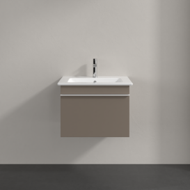 Тумба под раковину Villeroy & Boch Venticello 55,3х50,2 см ДСП трюфель серый/ручка алюминий белый A93202VG
