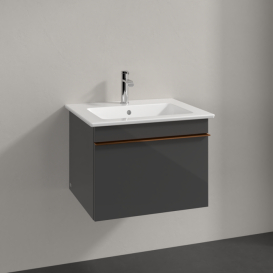 Тумба под раковину Villeroy & Boch Venticello 55,3х50,2 см МДФ глянцевый серый/ручка медь A93205FP
