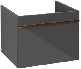 Тумба под раковину Villeroy & Boch Venticello 55,3х50,2 см МДФ глянцевый серый/ручка медь A93205FP
