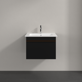 Тумба под раковину Villeroy & Boch Venticello 55,3х50,2 см МДФ черный матовый лак/ручка медь A93205PD