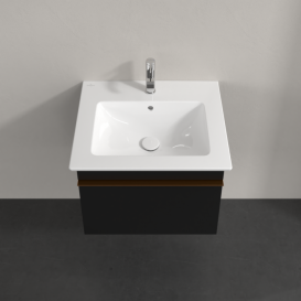 Тумба под раковину Villeroy & Boch Venticello 55,3х50,2 см МДФ черный матовый лак/ручка медь A93205PD