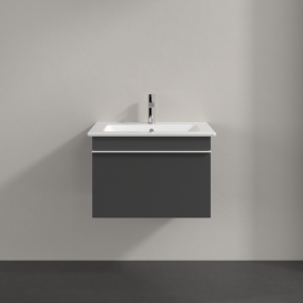 Тумба под раковину Villeroy & Boch Venticello 60,3х50,2 см МДФ глянцевый серый/ручка алюминий белый A93302FP