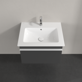 Тумба под раковину Villeroy & Boch Venticello 60,3х50,2 см МДФ глянцевый серый/ручка алюминий белый A93302FP