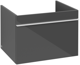 Тумба под раковину Villeroy & Boch Venticello 60,3х50,2 см МДФ глянцевый серый/ручка алюминий белый A93302FP