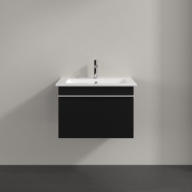 Тумба под раковину Villeroy & Boch Venticello 60,3х50,2 см МДФ черный матовый лак/ручка алюминий белый A93302PD