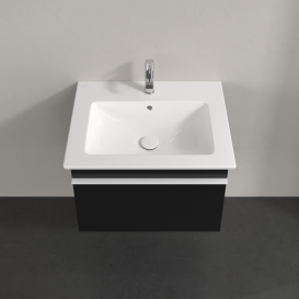 Тумба под раковину Villeroy & Boch Venticello 60,3х50,2 см МДФ черный матовый лак/ручка алюминий белый A93302PD