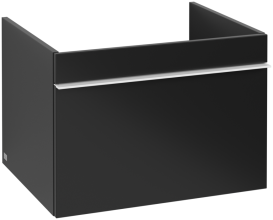 Тумба под раковину Villeroy & Boch Venticello 60,3х50,2 см МДФ черный матовый лак/ручка алюминий белый A93302PD
