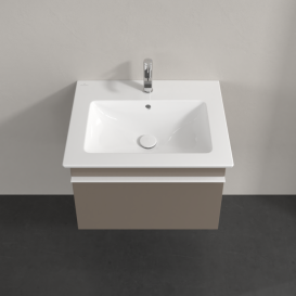 Тумба під раковину Villeroy&Boch Venticello 60,3х50,2 см ДСП трюфель сірий/ручка алюміній білий A93302VG