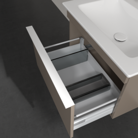 Тумба під раковину Villeroy&Boch Venticello 60,3х50,2 см ДСП трюфель сірий/ручка алюміній білий A93302VG