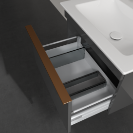 Тумба під раковину Villeroy & Boch Venticello 60,3х50,2 см МДФ глянсовий сірий/ручка мідь A93305FP