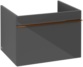 Тумба під раковину Villeroy & Boch Venticello 60,3х50,2 см МДФ глянсовий сірий/ручка мідь A93305FP