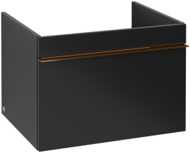 Тумба під раковину Villeroy & Boch Venticello 60,3х50,2 см МДФ чорний матовий лак/ручка мідь A93305PD