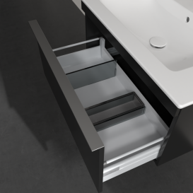 Тумба под раковину Villeroy & Boch Venticello 75,3х50,2 см МДФ черный матовый лак/ручка хром A93401PD