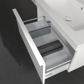 Тумба под раковину Villeroy & Boch Venticello 75,3х50,2 см МДФ глянцевый белый/ручка алюминий белый A93402DH