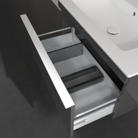 Тумба під раковину Villeroy & Boch Venticello 75,3х50,2 см МДФ глянсовий сірий/ручка алюміній білий A93402FP