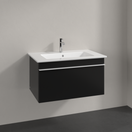 Тумба под раковину Villeroy & Boch Venticello 75,3х50,2 см МДФ черный матовый лак/ручка алюминий белый A93402RE