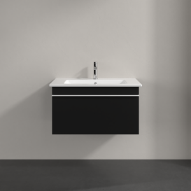 Тумба под раковину Villeroy & Boch Venticello 75,3х50,2 см МДФ черный матовый лак/ручка алюминий белый A93402RE