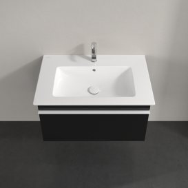 Тумба под раковину Villeroy & Boch Venticello 75,3х50,2 см МДФ черный матовый лак/ручка алюминий белый A93402RE