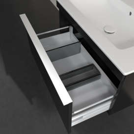 Тумба под раковину Villeroy & Boch Venticello 75,3х50,2 см МДФ черный матовый лак/ручка алюминий белый A93402RE