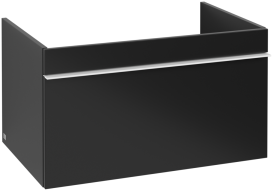 Тумба под раковину Villeroy & Boch Venticello 75,3х50,2 см МДФ черный матовый лак/ручка алюминий белый A93402RE