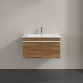 Тумба под раковину Villeroy & Boch Venticello 75,3х50,2 см ДСП дуб канзас/ручка алюминий белый A93402RH