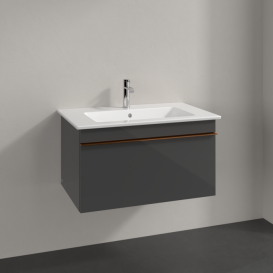 Тумба под раковину Villeroy & Boch Venticello 75,3х50,2 см МДФ глянцевый серый/ручка медь A93405FP