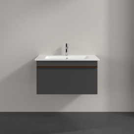 Тумба под раковину Villeroy & Boch Venticello 75,3х50,2 см МДФ глянцевый серый/ручка медь A93405FP