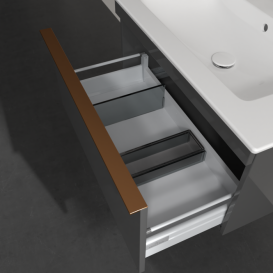 Тумба под раковину Villeroy & Boch Venticello 75,3х50,2 см МДФ глянцевый серый/ручка медь A93405FP