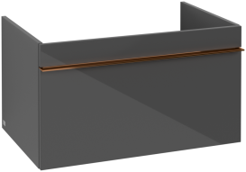Тумба под раковину Villeroy & Boch Venticello 75,3х50,2 см МДФ глянцевый серый/ручка медь A93405FP