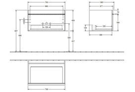 Тумба под раковину Villeroy & Boch Venticello 75,3х50,2 см МДФ стекло глянцевое серое/ручка медь A93405RA