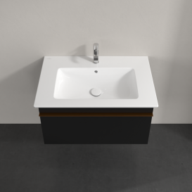 Тумба под раковину Villeroy & Boch Venticello 75,3х50,2 см МДФ черный матовый лак/ручка медь A93405PD