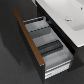 Тумба под раковину Villeroy & Boch Venticello 75,3х50,2 см МДФ черный матовый лак/ручка медь A93405PD