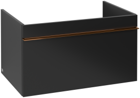 Тумба под раковину Villeroy & Boch Venticello 75,3х50,2 см МДФ черный матовый лак/ручка медь A93405PD
