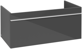 Тумба под раковину Villeroy & Boch Venticello 95,3х50,2 см МДФ глянцевый серый/ручка алюминий белый A93502FP