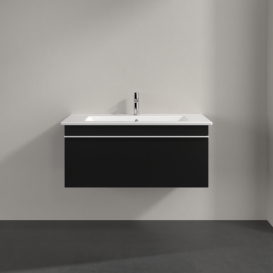Тумба под раковину Villeroy & Boch Venticello 95,3х50,2 см МДФ черный матовый лак/ручка алюминий белый A93502PD