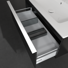 Тумба под раковину Villeroy & Boch Venticello 95,3х50,2 см МДФ черный матовый лак/ручка алюминий белый A93502PD