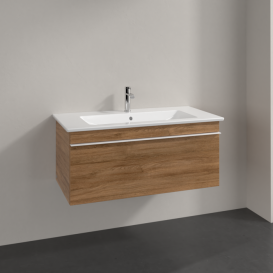 Тумба под раковину Villeroy & Boch Venticello 95,3х50,2 см ДСП дуб канзас/ручка алюминий белый A93502RH